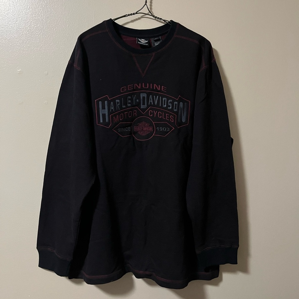 Harley-Davidson Men’s Black Embroidered Crew Neck Sweatshirt 2XL